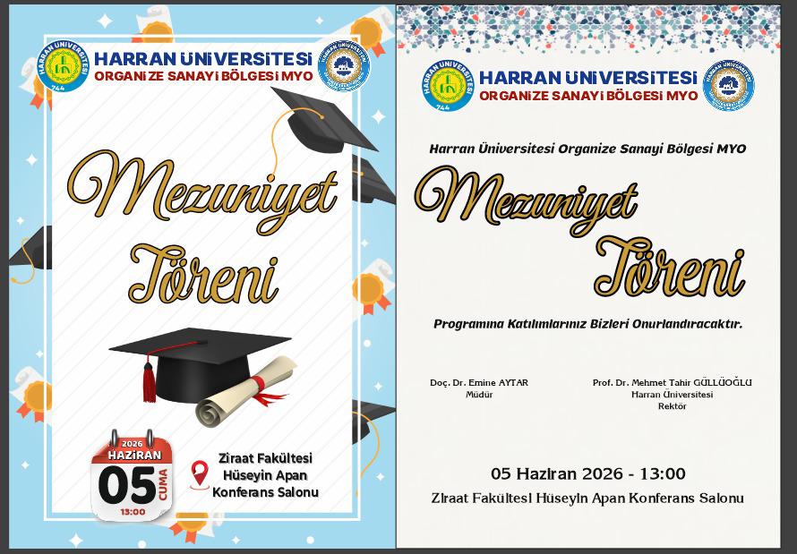 2025-2026 Eğitim-Öğretim Yılı Mezuniyet Törenimize Davetlisiniz